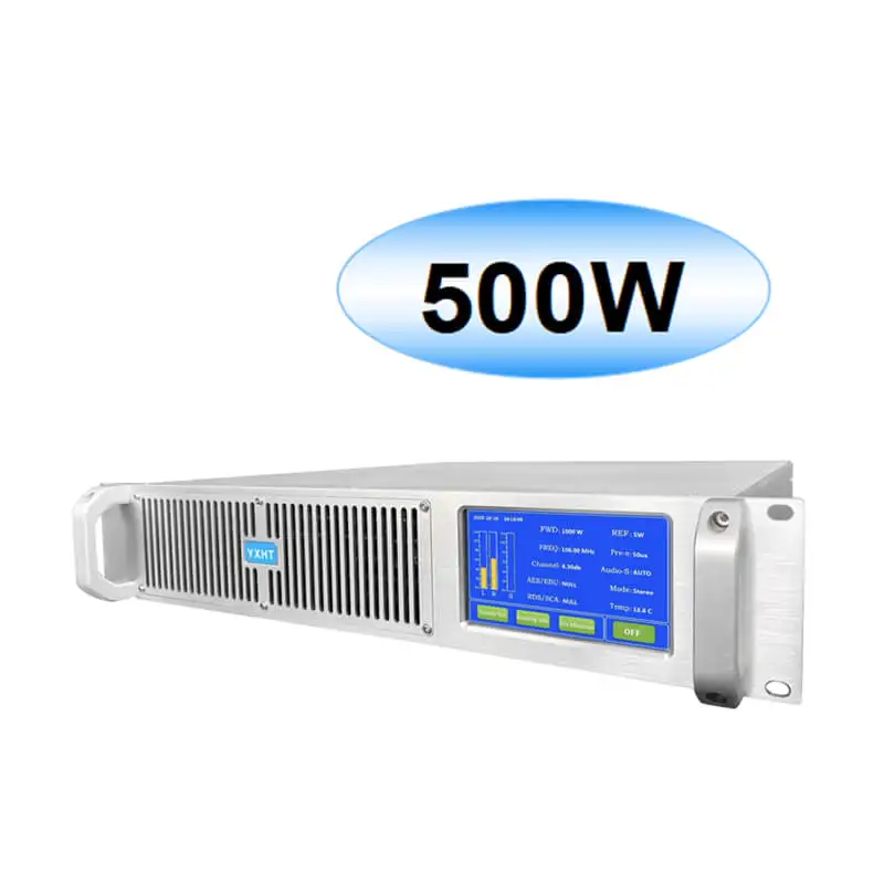

500w Fm Transmitter CE, ISO, FCC Qualified Digital Touch Screen YXHT-2 Silver Metal for School, Church, Radio Stations