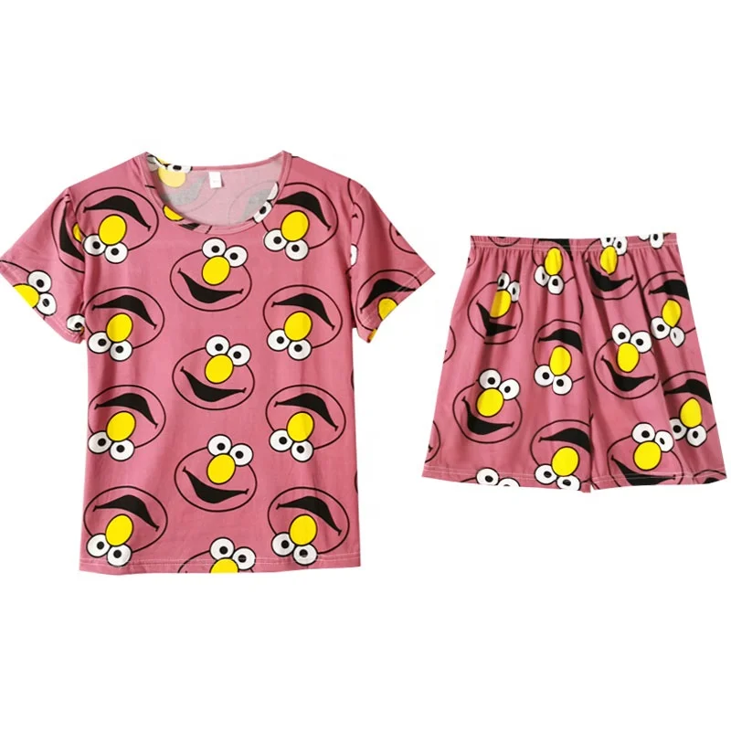 

Sesame Street cartoon cute pajamas female short-sleeved shorts summer pajamas round neck wild thin pajamas