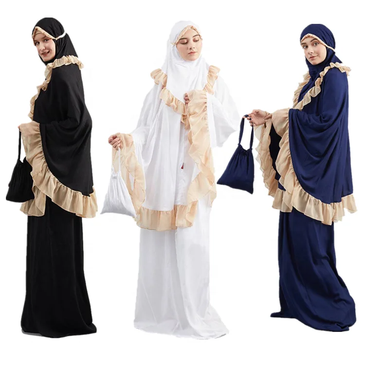 

2019 Fashion elegant jilbab khimar prayer clothes islamic clothing prayer abaya for women, Black, blue, white