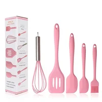 

FDA High Quality Candy Making Silicone Baking Utensil Spatula Pink Kitchen Utensil Set