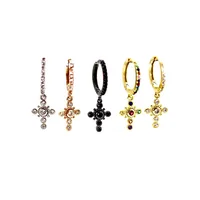 

classic trendy girl women jewelry minimal cz cross dangle drop earring