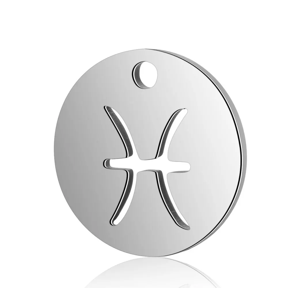 

European Hot-selling Qimu Fully Polished Titanium Steel Twelve Symbol Small Pendant Laser Cutting Pendant