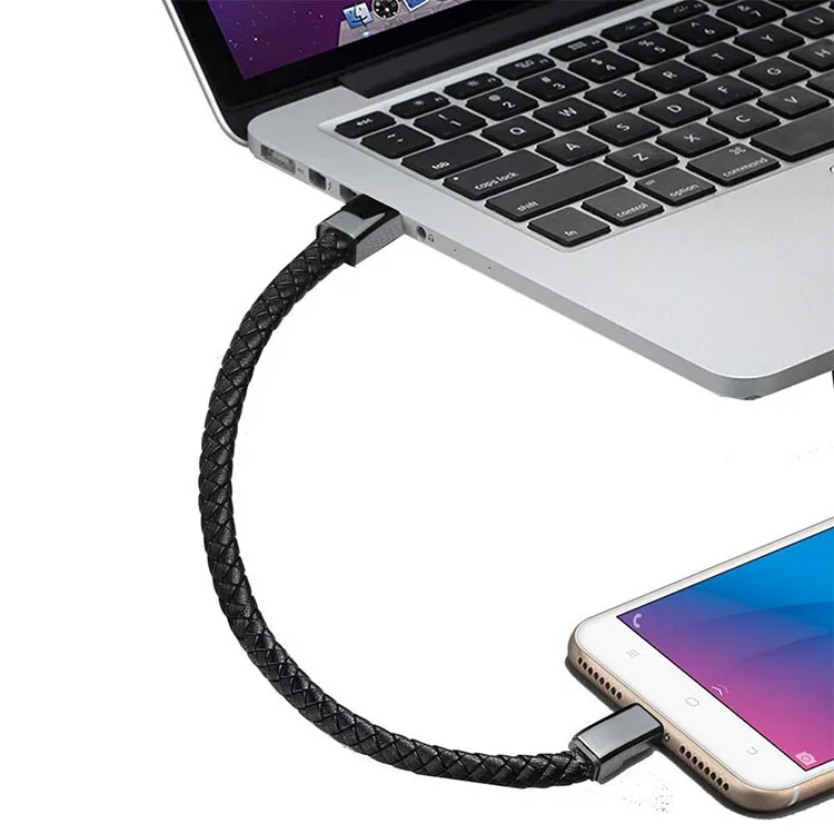 
New Design Leather Braided USB Charging Cord Charger Bracelet Cable For Iphone Android usb cable original 