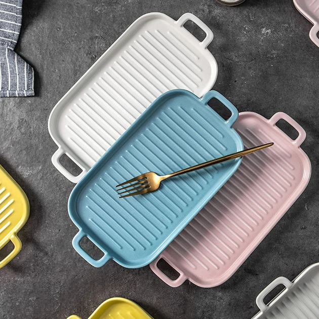 Nordic creative home goods baking plate dish kitchenware porcelain baking tray.jpg