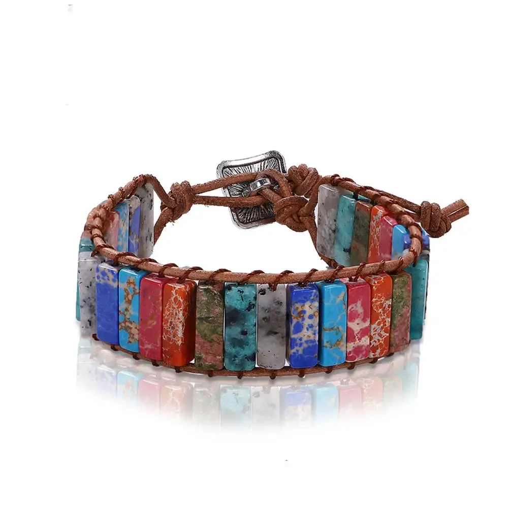 

Barlaycs 2019 Fashion Charm Bohemian Handmade Boho Adjustable Bead Natural Stone Wood Bracelet for Women Ladies Jewelry