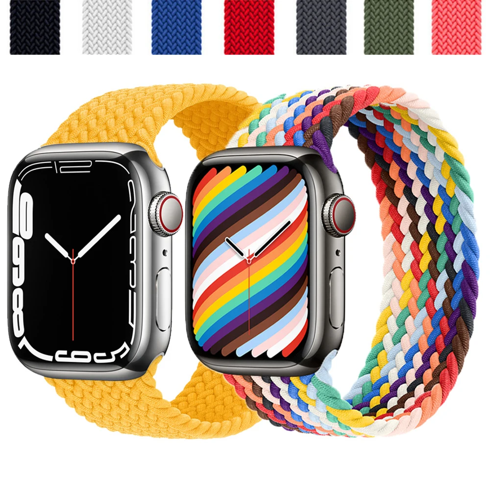 

Braided Solo Loop For Apple Watch band 44mm 40mm 45mm 41mm Fabric Nylon Elastic Belt Bracelet iWatch series 3 4 5 SE 6 7 Strap, Picture