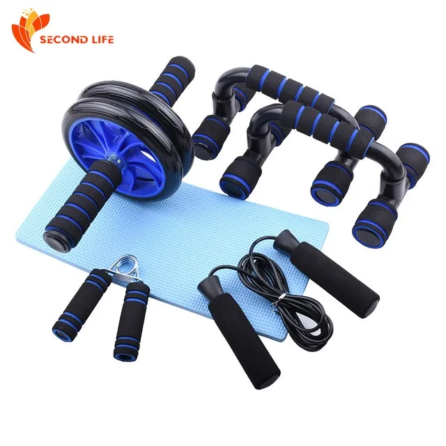 

AR-2303 Fitness set (Abdominal exercise wheel + Push-up bracket + Grip force + Skipping rope), Blue