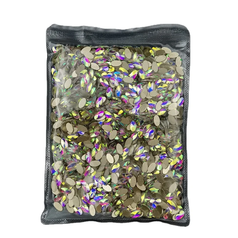 

Wholesale Flatback Crystals Nail Art Fancy Rhinestones Non Hot Fix Glass Rhinestones For Nail Art Decorations Design, Crystal ab