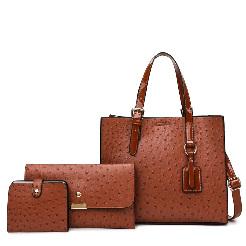 

Wholesale women PU leather handbag set 3 in 1 luxury shoulder crossbody bags female purses and handbags, 29*12*24cm(handbag)