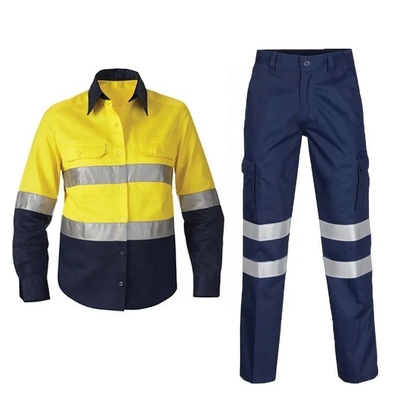 

Traffic Lights Work Pants Basic Safety Coverall hi vis shirts OEM service Two tone hi vis 100 cotton shirts for men