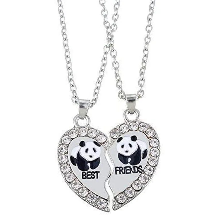 

2 pcs/set "Big sis little sis" Panda shaped Pendant Necklaces BFF Best Friends Forever Gift, Sliver