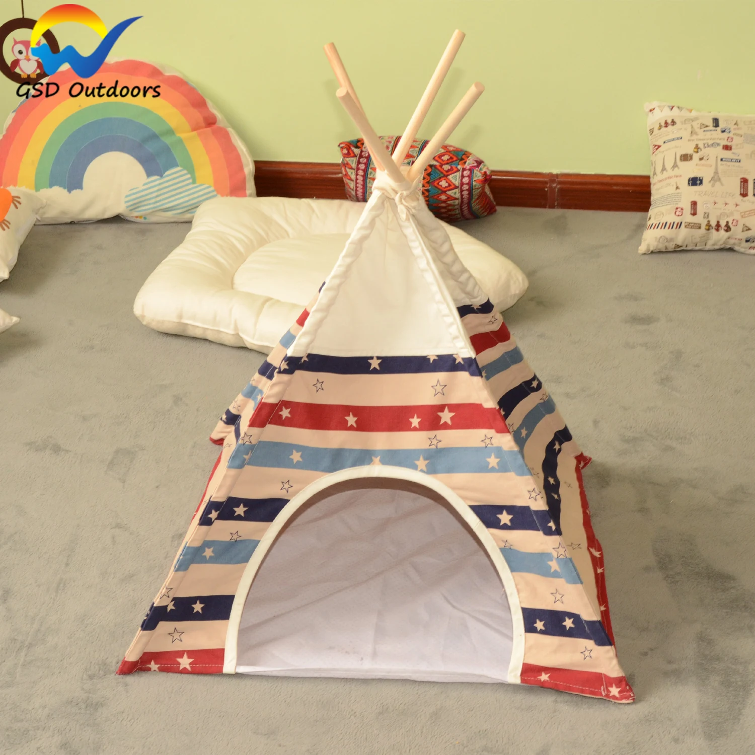 

Wholesale Pet Cat Dog Portable Foldable Playpen Teepee Tent for Indoor and Outdoor Use Cat Tipi Tent, Customized colors