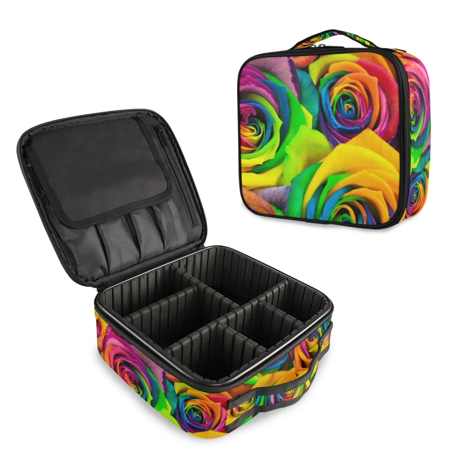 

wholesale custom rosa Gold print professional cosmetic case organizer artist beauty makeup bag