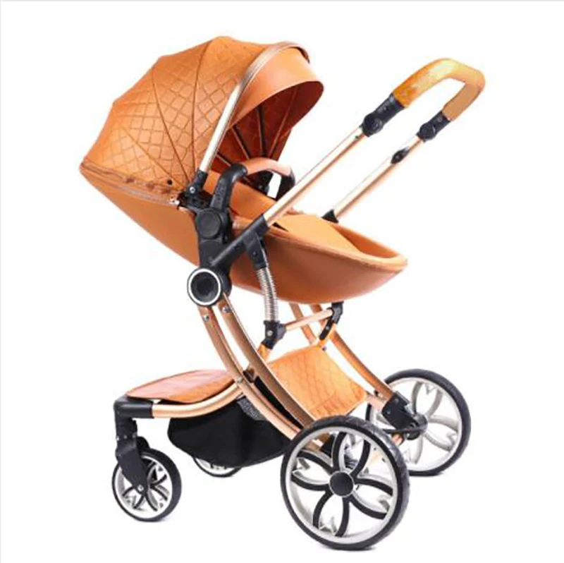 

2021 New arrivals hot mom gifts travel system luxury high landscape luxury 3 In 1 baby stroller, Yellow, pink or custom colors