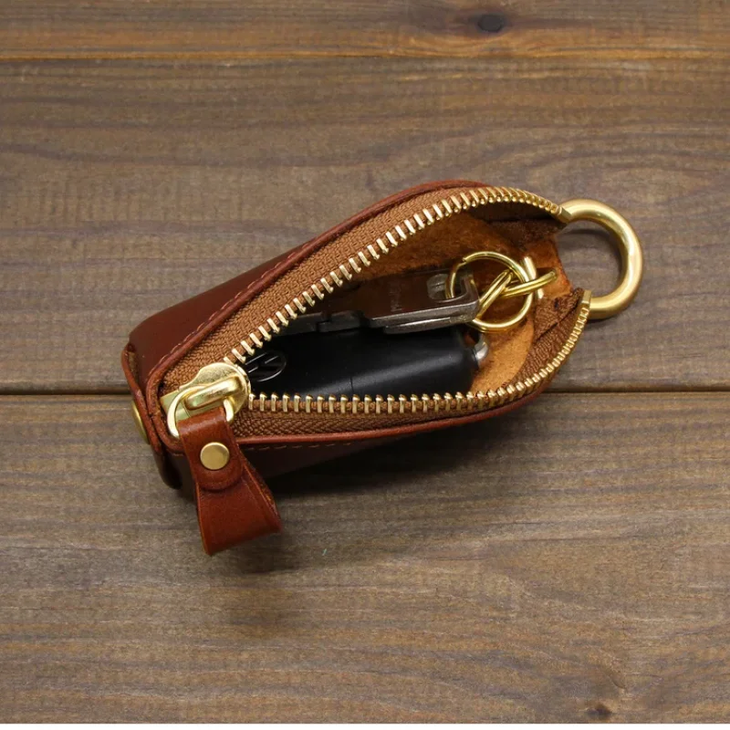 

Personalized Leather Key Bag Car Key Case with zipper Key Holder Wallets