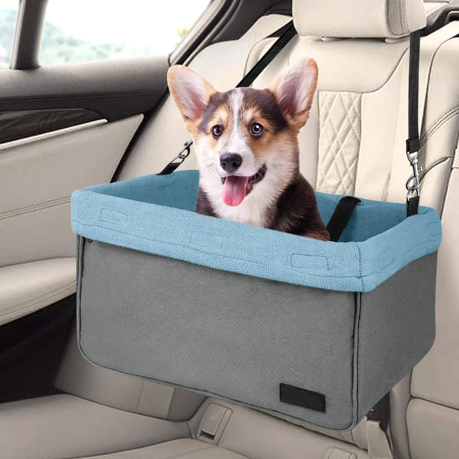 

Portable Breathable Pet Carrier Safety Stable Dog Car Booster Seat With Belt For Travel, Black, blue, green, purple, yellow