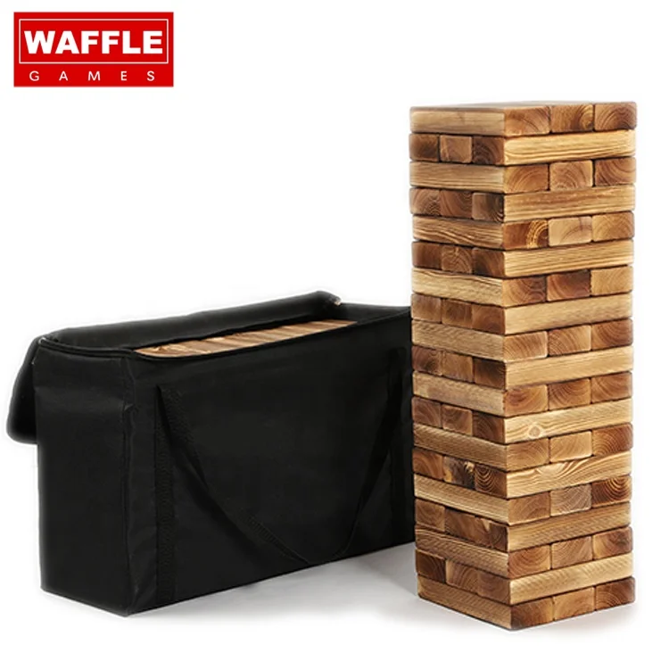 
WAFFLE GAMES Classic Burned Giant Tumbling Tower wood block stacking game   66PCS 