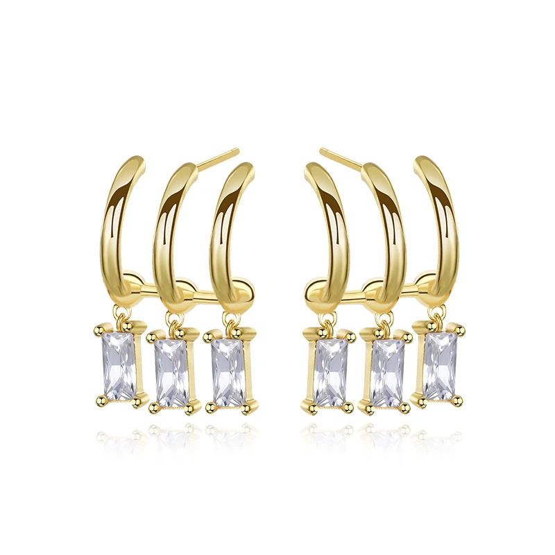 

New Design fashion jewelry earrings 18K gold plated 925 Silver C Shape Earrings for Women