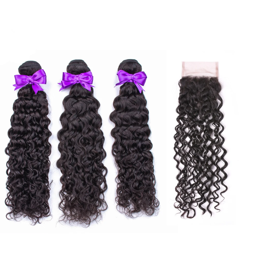 

Funtoninght lower cost cuticle aligned raw virgin hair wholesale bundle virgin hair vendor water wave bundles with closure