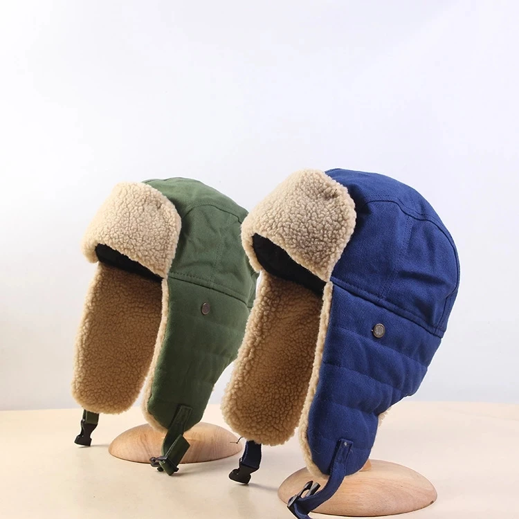 58cm Fur Lined Aviator Cap Male Female Trapper Bomber Snow Hat With Ear Flaps Outdoor Ski Ushanka