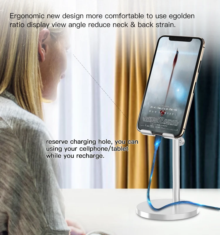 
Universal Angle Adjustable Telescopic Mobile Phone Desktop Stand Aluminum Alloy Tablet Cell Phone Stand Holder 