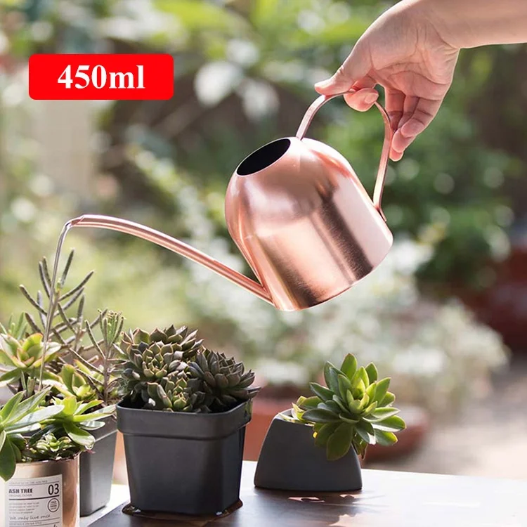 

Mini Household Stainless Steel Watering Can High Quality Long Spout 450ml Metal Rose Gold Watering Can, Picture shown