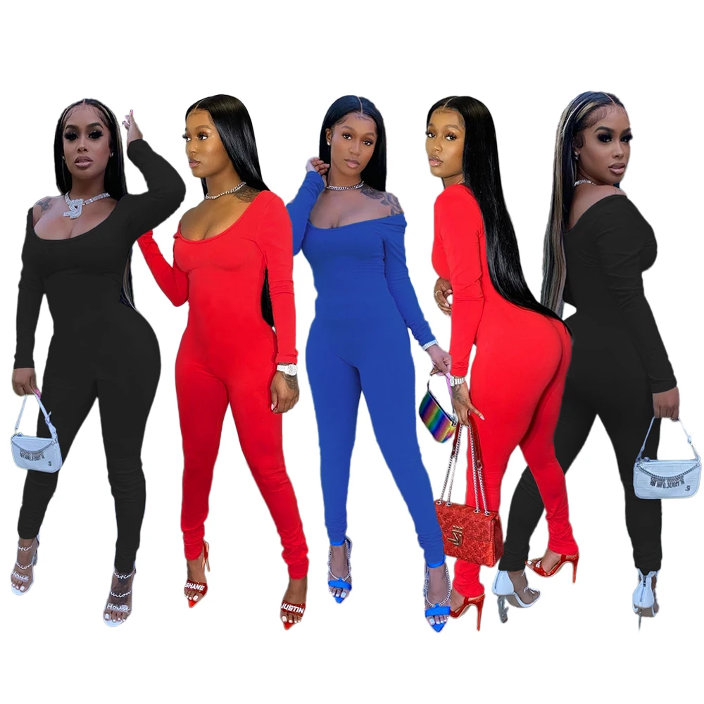 

FM-SH7205 women autumn clothing 2020 long sleeve Sexy fashion sports casual jumpsuit, As pictures