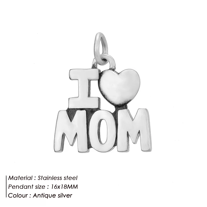 

Trendy Silver Stainless Steel Necklace Bracelet Jewelry Accessories I Love Mom Jewelry Charms Bulk Making