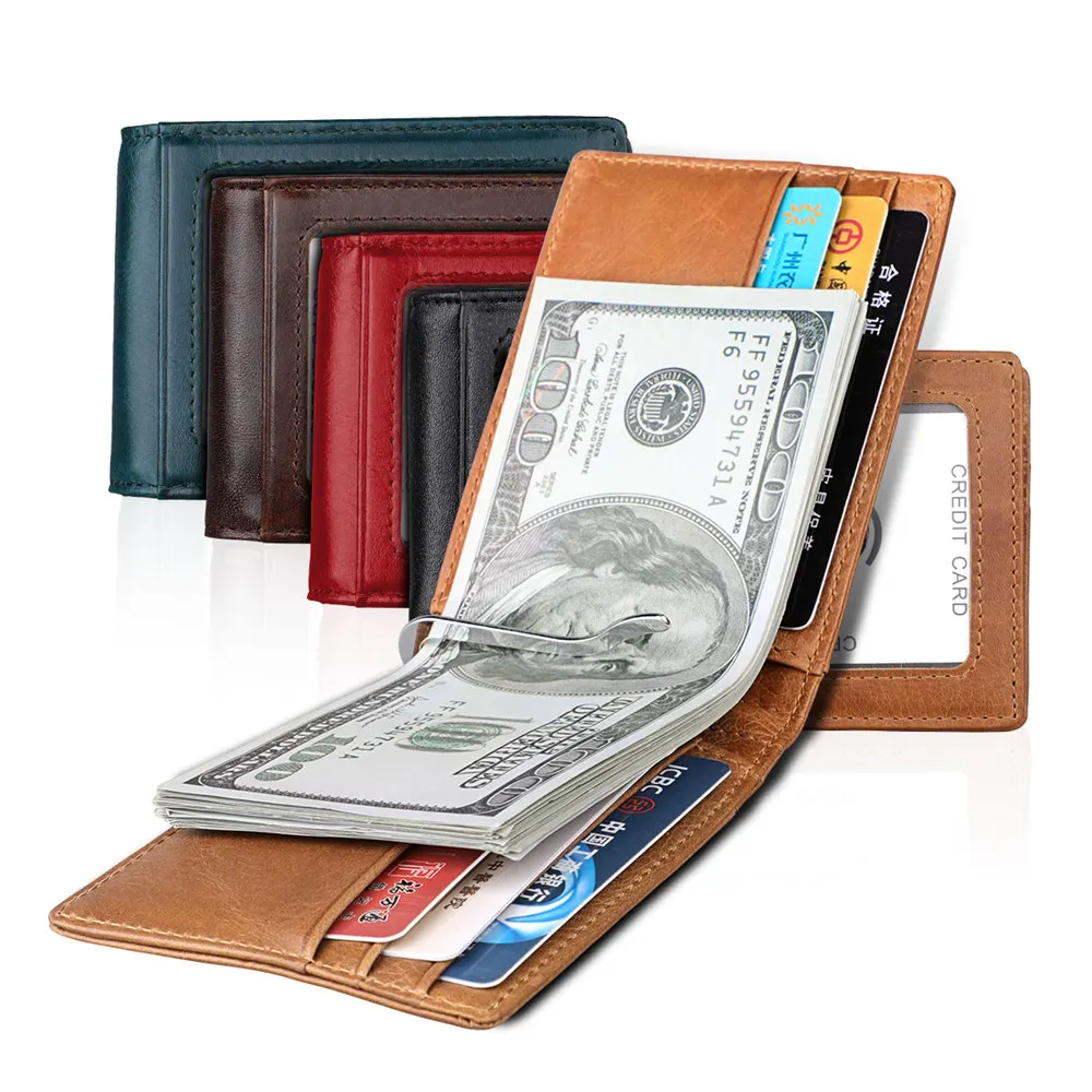 

Wholesale Real Leather Slim Minimalist RFID Blocking Front Pocket Wallet With Money Clip