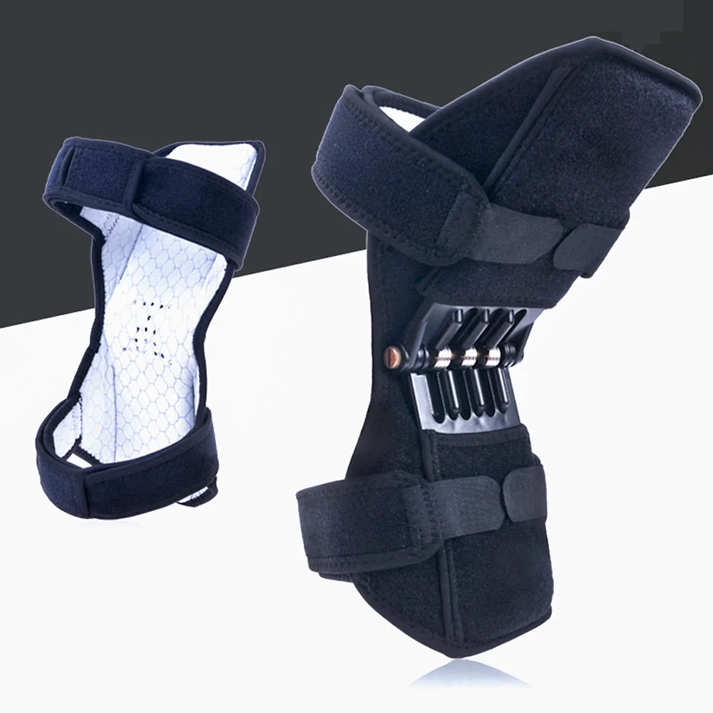 

Powerful open patella knee strap power knee stabilizer pads knee brace with spring, Black, white,green