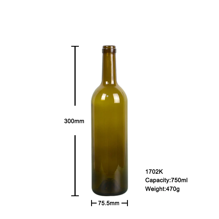 Empty 1l Custom Design Wine Glass Bottle Cork Top Red Wine Bottle Cy