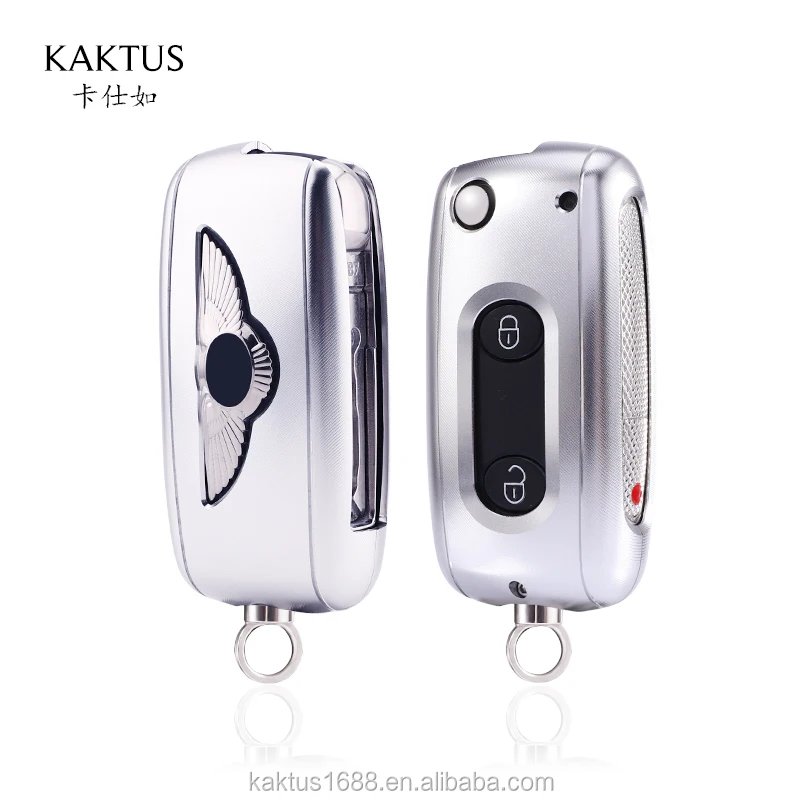

Car Key Case for Bentley Bentayga Continental Aluminium alloy protect Cover Car key shell, Silver