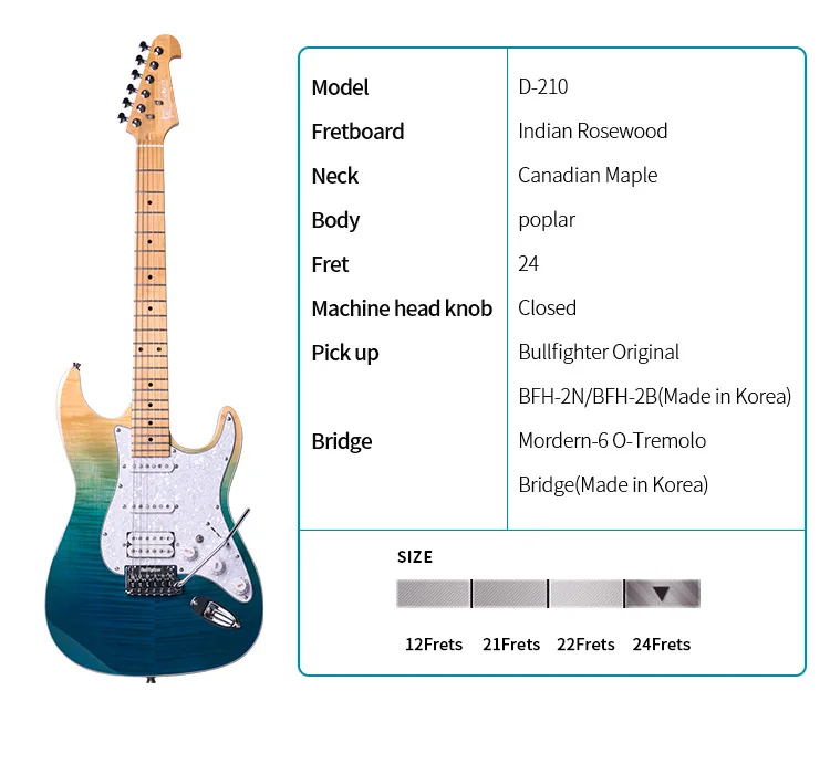 Bullfighter D210S Professional Electric Guitar Made in China Wholesale Factory Price