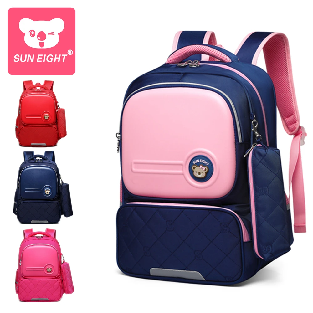 

Sun Eight 2021 new design school bag for girls and boys waterproof polyester Lighten up large capacity backpack, Customized color