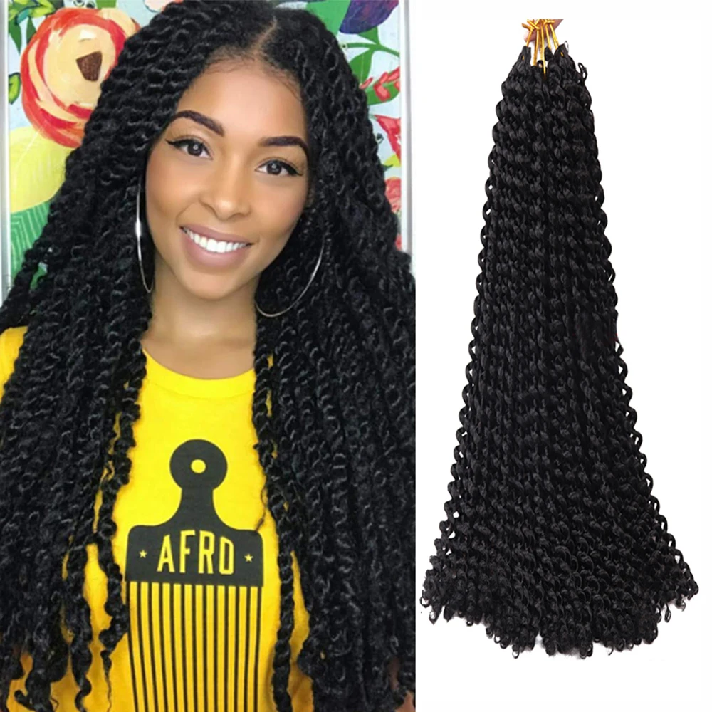 

Passion twist hair 18" water wave synthetic braids for passion twist crochet braiding hair goddess locs long bohemian locs