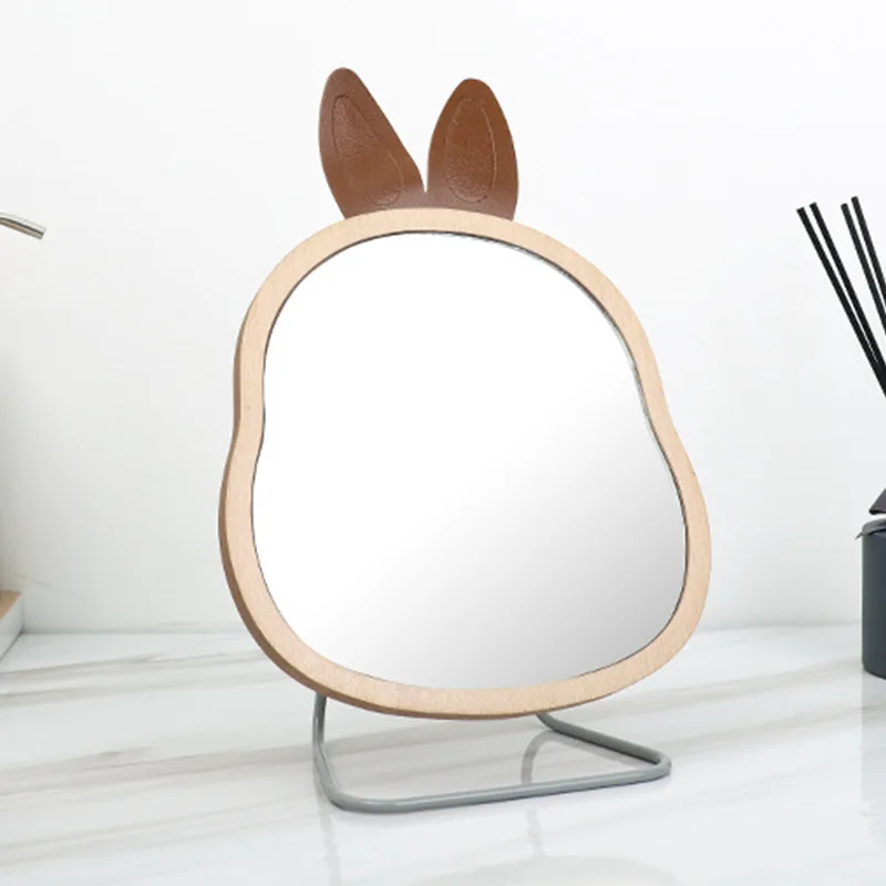 

Rotating Wooden Fashion Decorative Makeup Table Mirror Cosmetic Portable Standing Wood Makeup Mirror For Home c, As pics/customized