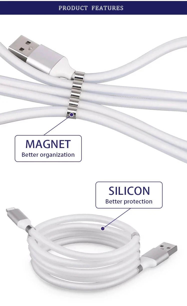 Magnetic Storage Cable 2.4A Micro USB Cord Fast Charging Magnet USB Type C Mobile Phone Charge Cable - ANKUX.COM