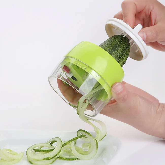 

4 In 1 Wholesale Adjustable Kitchen Cooking Gadget Heavy Duty Handheld Spiral Vegetable Slicer