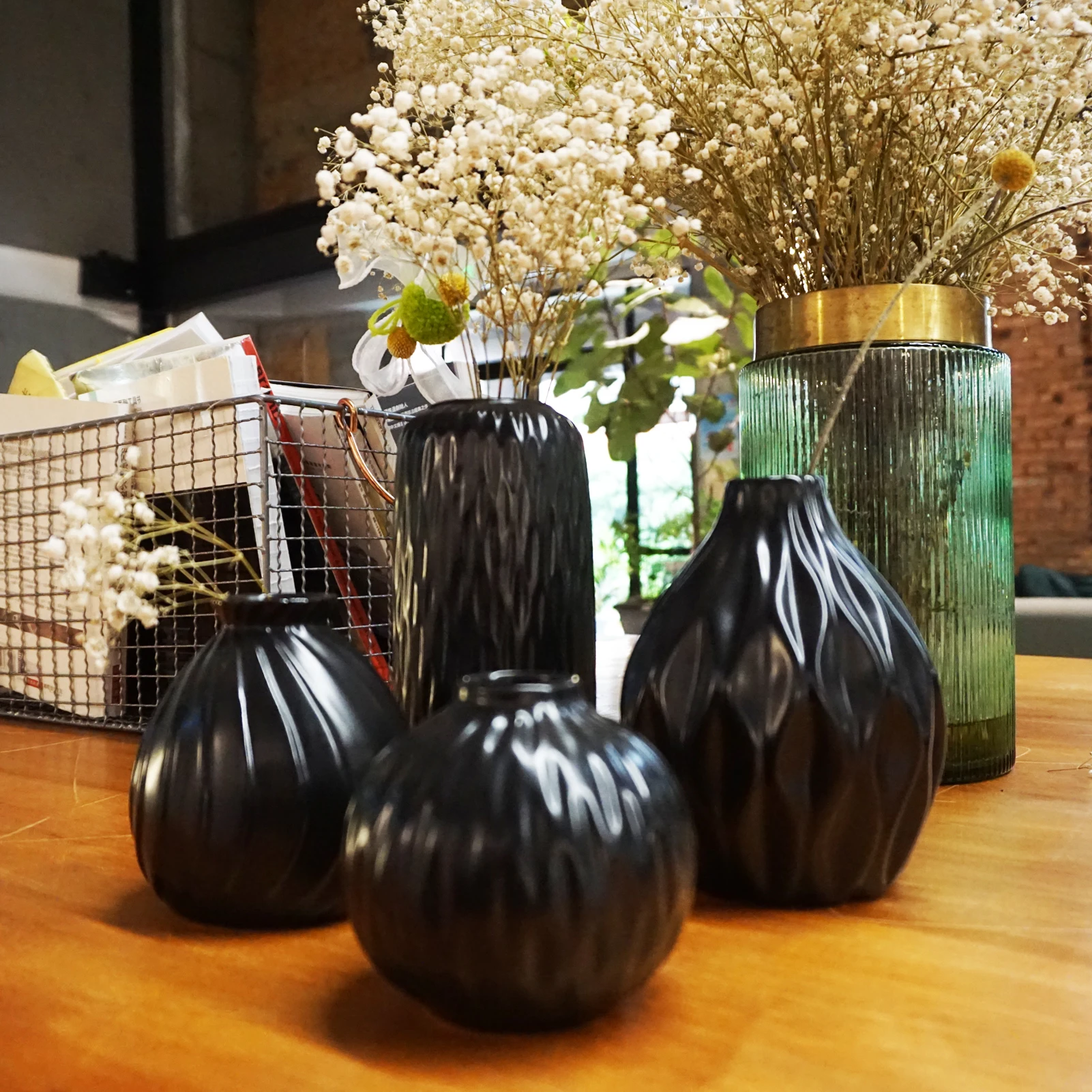 

Black Vases Set Luxury Ceramic Vase Decor Nordic Flower Vase, Customized color