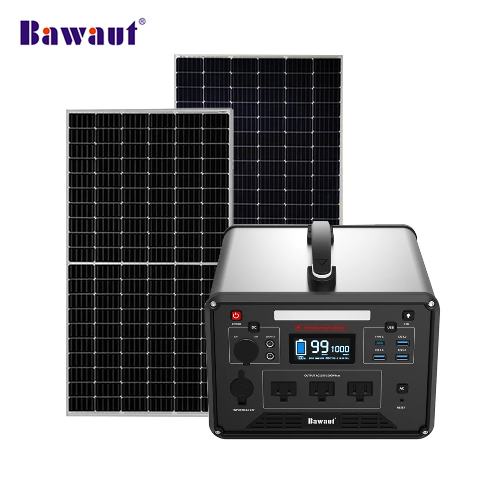 

1000Wh 1000W Portable power station with solar panel Solar Power Lithium AC Inverter, Black or customized