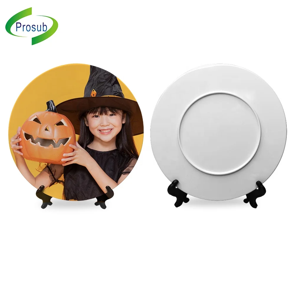 

Prosub Sublimation Plate Blank Printable Logo Plastic Round Shaped 8''10 inch Photo Decoration Dinner Plates