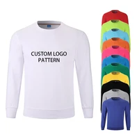 

Wholesale custom made logo print plain blank long sleeve crewneck pullover black white unisex men women 100% cotton sweatshirt