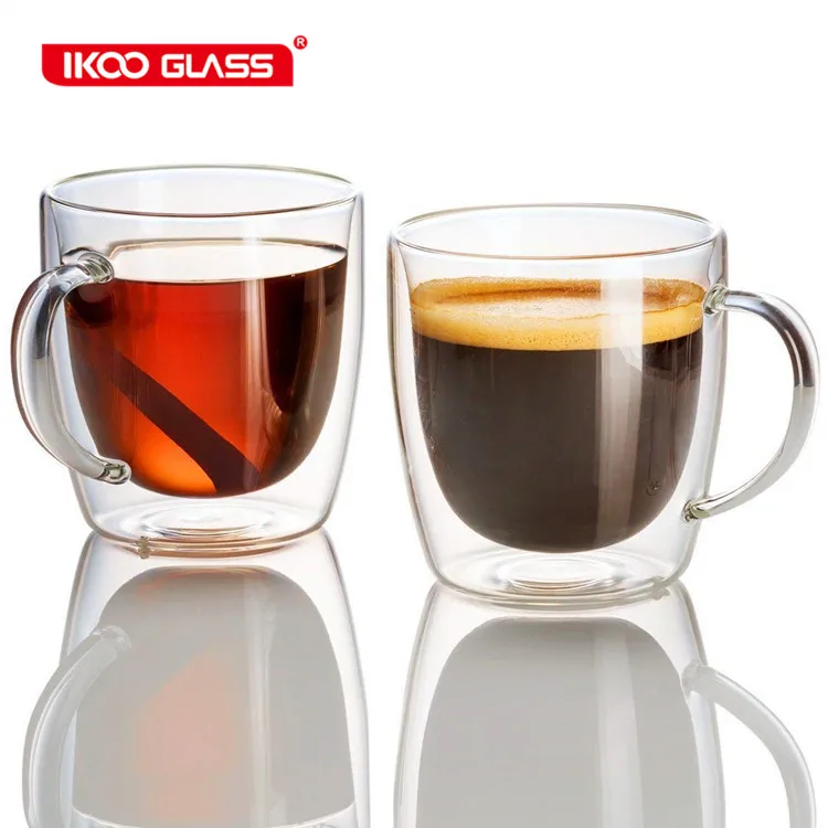 

Custom high borosilicate coffee double wall glass cup drink