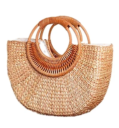 

Ellyson summer vacation half moon shape 100% natural grass hand-made woven bag