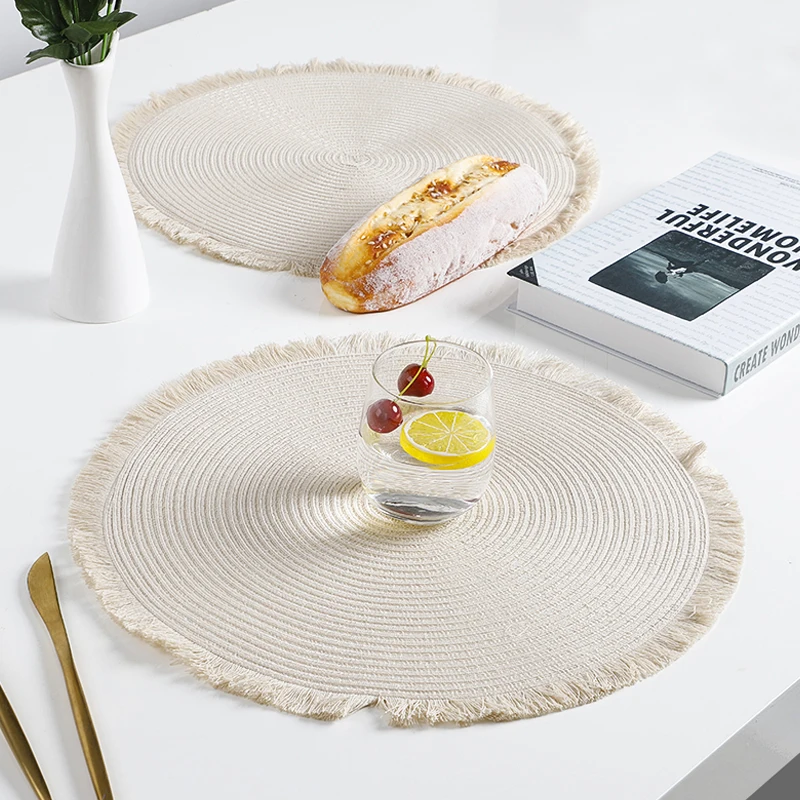 

Environmental Material Hand Handmade Placemat Woven Round Placemats Natural Placemat