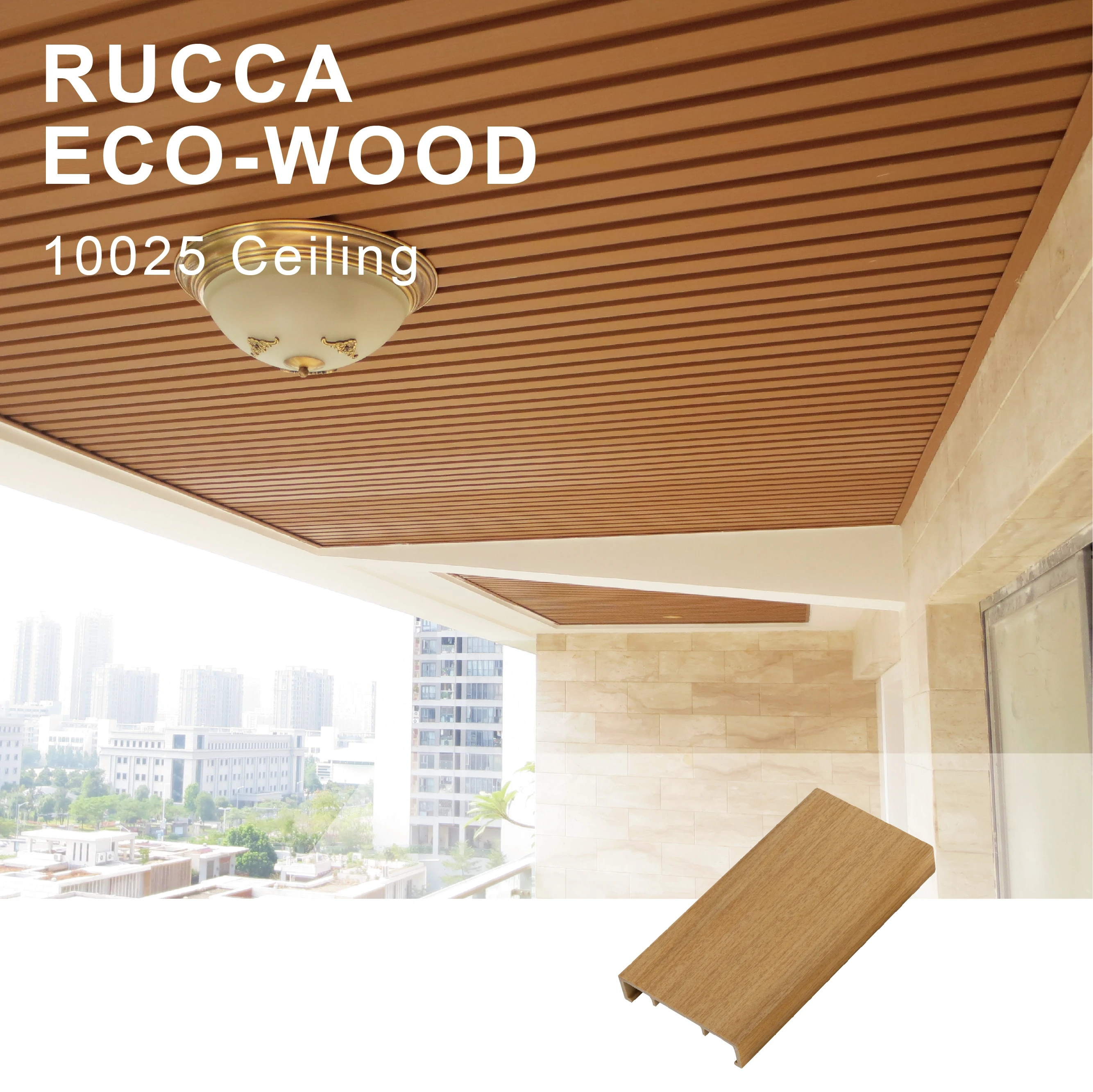 Foshan Rucca Wpc Modern Wood Ceiling For Interior Decoration Pvc