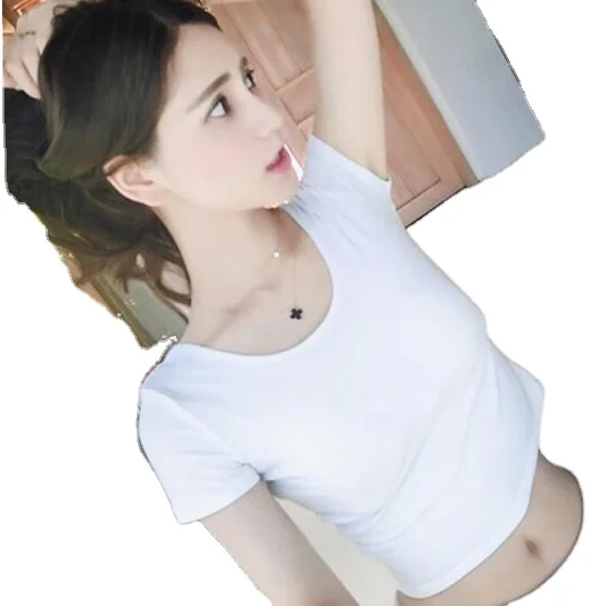 

Summer 2021 new short sleeve slim bottomed short dress navel revealing thin women's T-shirt, Customized colors