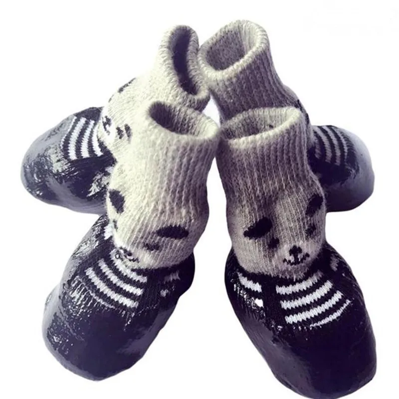 

4pcs/Set Cute Cotton Rubber Pet Dog Shoes Waterproof Non-slip Dog Rain Snow Boots Socks For Puppy Large Small Cats Dogs