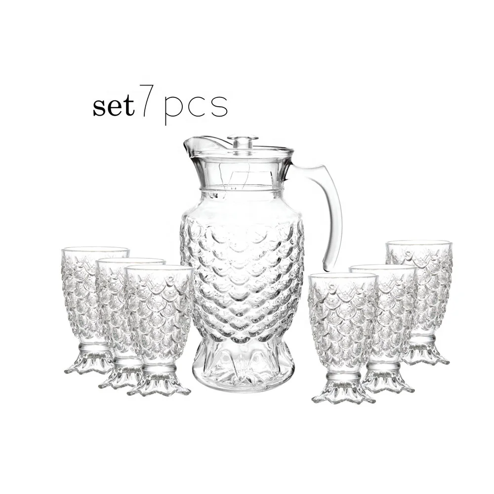 

6.3Oz Glasses Tumbler+1.6L Glasses Jug Clear Tea Cup 7Pcs Tea Set Cup Glass Water Jug Set Jug Glass Set