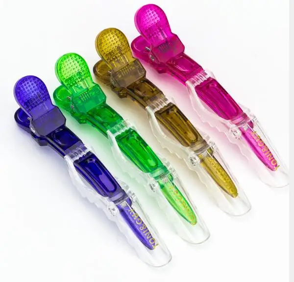 

Free sample Crystal crocodile clip double color transparent duck beak clip